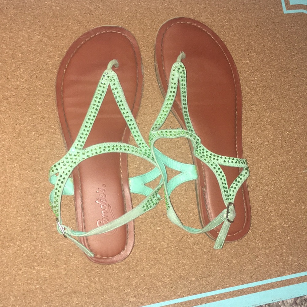 Mint Green Bedazzled Sandals